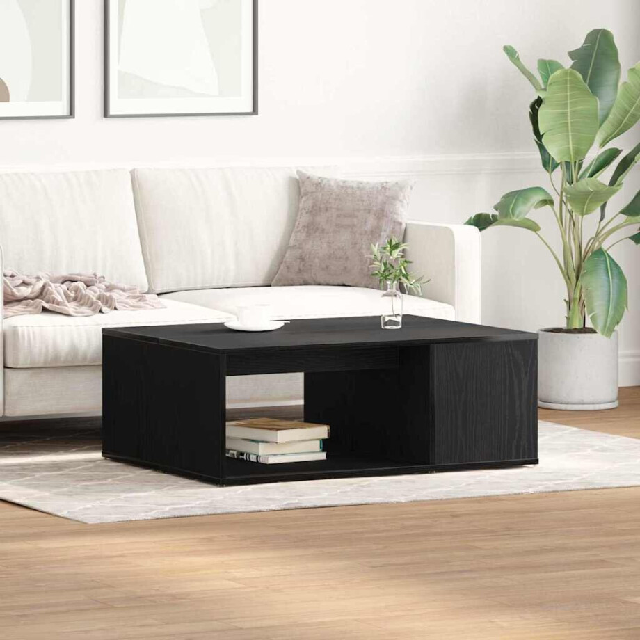 vidaXL Salontafel Zwart Eiken 90 x 67 x 33 cm Bewerkt hout afbeelding 1