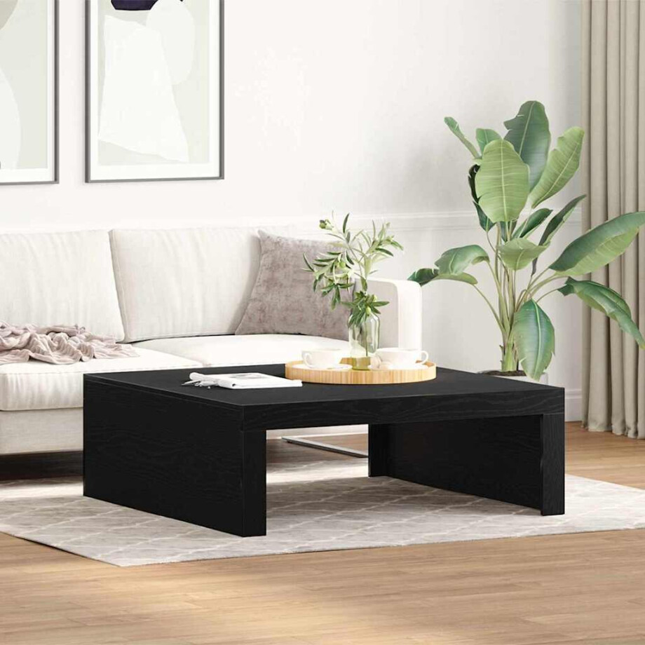 vidaXL Salontafel Zwart Eiken 100 x 100 x 35 cm Bewerkt hout vidaXL Salontafel Zwart Eiken 100 x 100 x 35 cm Bewerkt hout afbeelding 1