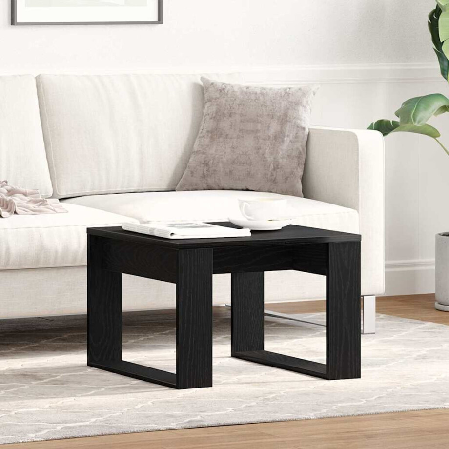 vidaXL Salontafel Zwart Eiken 50 x 50 x 35 cm Bewerkt hout vidaXL Salontafel Zwart Eiken 50 x 50 x 35 cm Bewerkt hout afbeelding 1