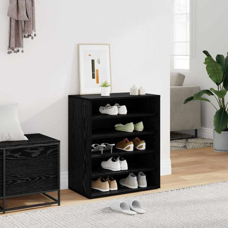 vidaXL Schoenenkast met plank Zwart Eiken 60 x 35 x 70 cm Bewerkt hout afbeelding 1