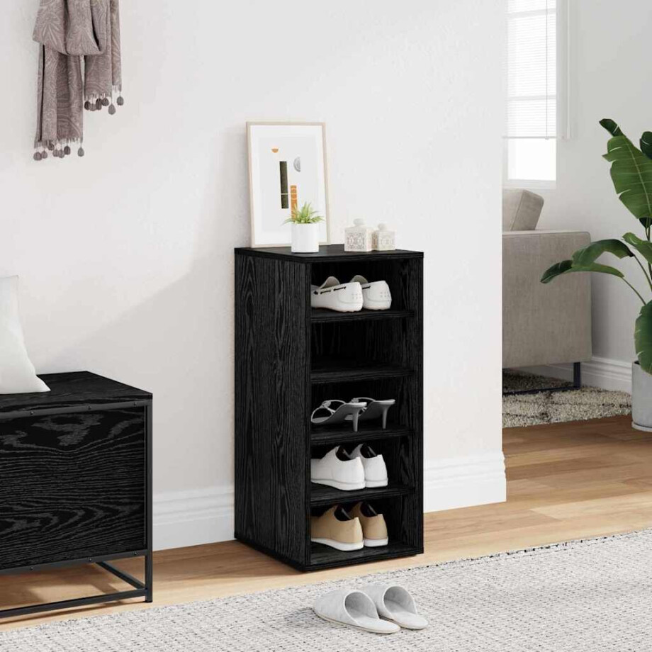 vidaXL Schoenenkast met plank Zwart Eiken 32 x 35 x 70 cm Bewerkt hout afbeelding 1
