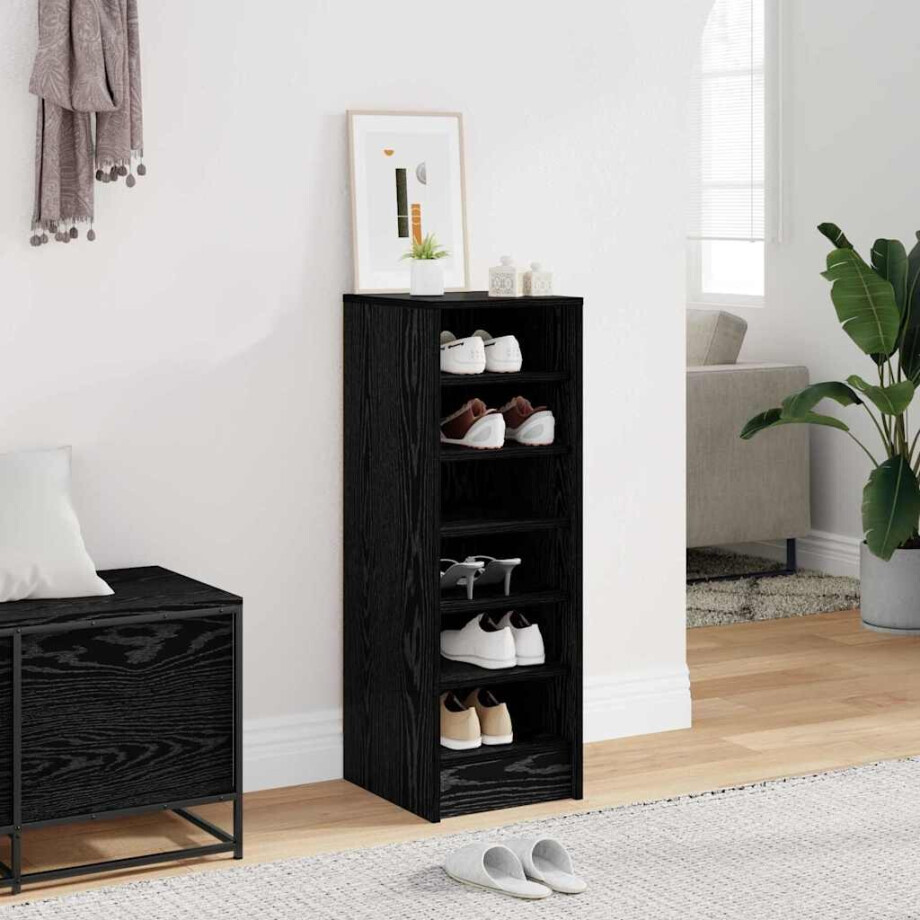 vidaXL Schoenenkast met plank Zwart Eiken 32 x 35 x 90 cm Bewerkt hout afbeelding 1