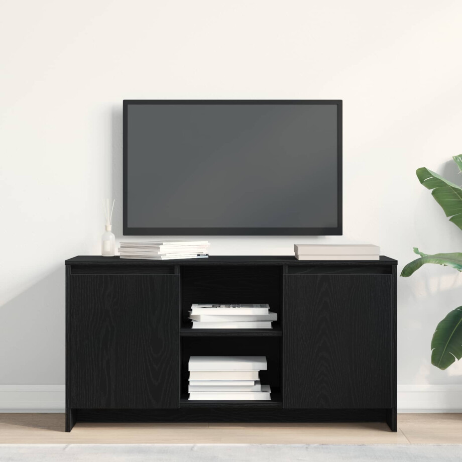 vidaXL TV-kast Zwart Eiken 102 x 37,5 x 52,5 cm Bewerkt hout vidaXL TV-kast Zwart Eiken 102 x 37,5 x 52,5 cm Bewerkt hout afbeelding 1