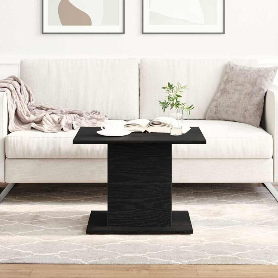 vidaXL Salontafel Zwart Eiken 55,5 x 55,5 x 40 cm Bewerkt hout afbeelding 1