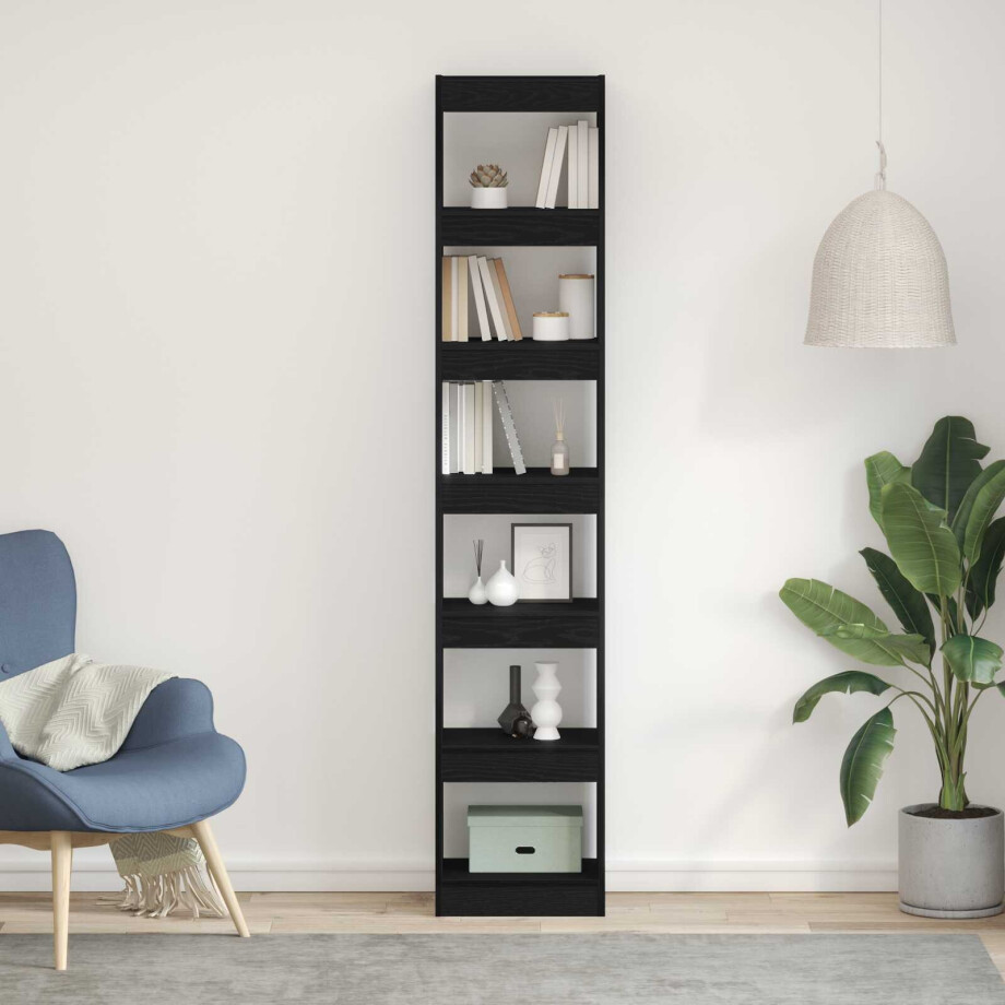 vidaXL Boekenkast Zwart Eiken 40 x 30 x 198 cm Bewerkt hout afbeelding 1