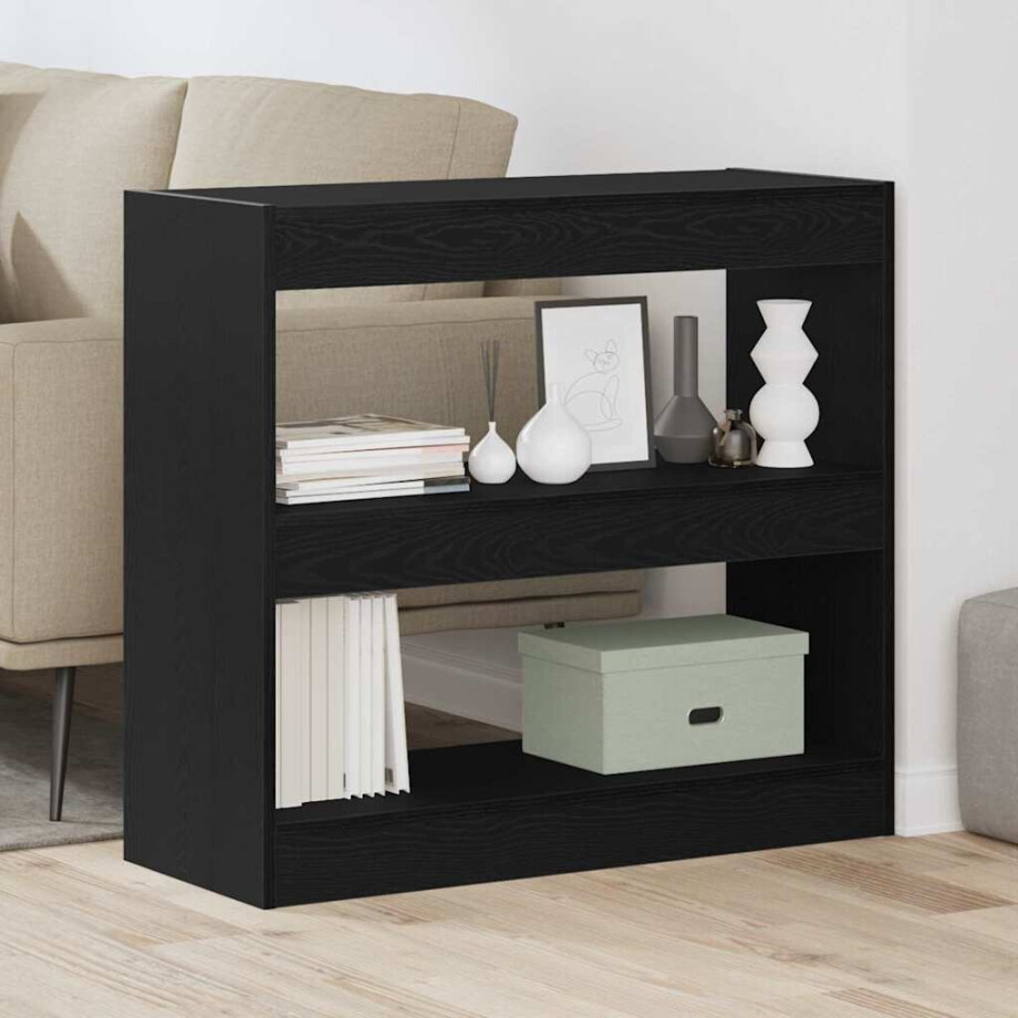 vidaXL Boekenkast 2 pcs Zwart Eiken 80 x 30 x 72 cm Bewerkt hout afbeelding 1