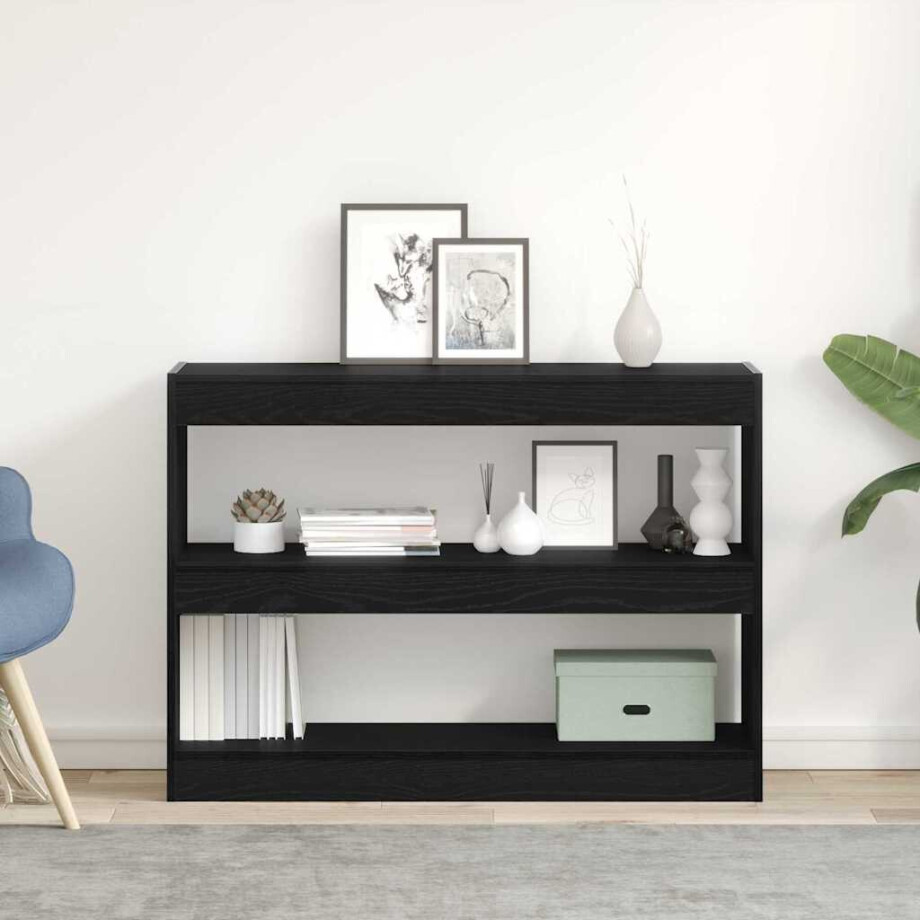 vidaXL Boekenkast Zwart Eiken 100 x 30 x 72 cm Bewerkt hout vidaXL Boekenkast Zwart Eiken 100 x 30 x 72 cm Bewerkt hout afbeelding 1