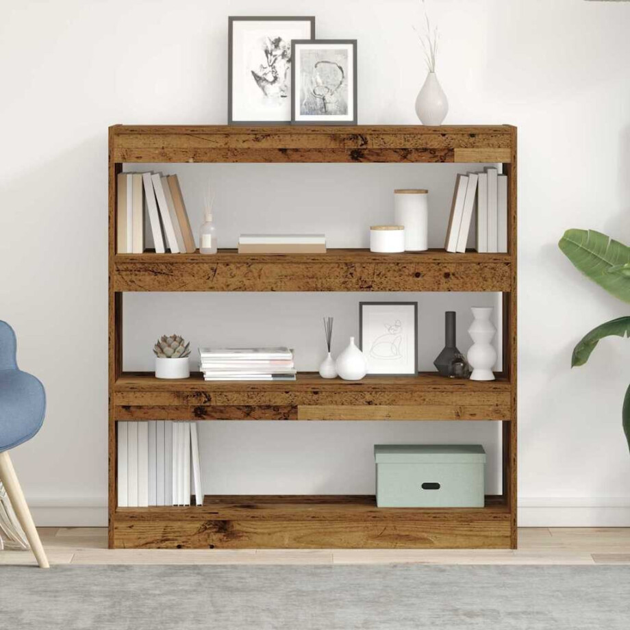 vidaXL Boekenkast Oud hout 100 x 30 x 103 cm Bewerkt hout afbeelding 1