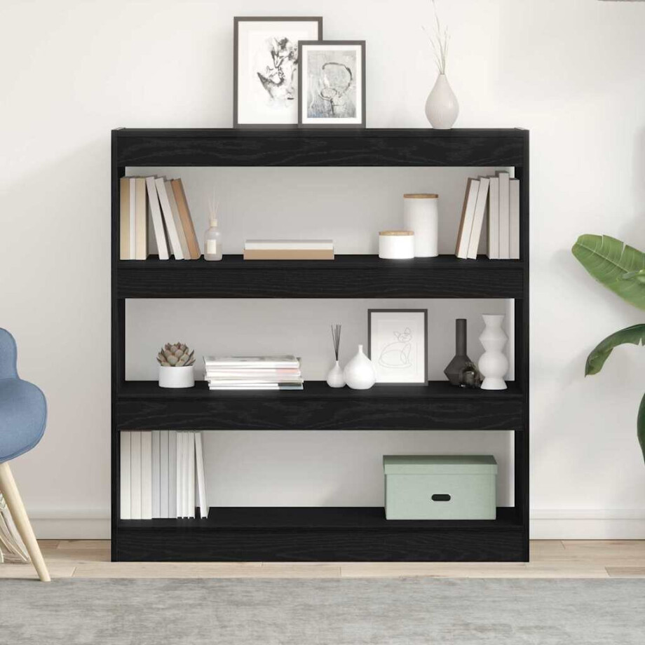 vidaXL Boekenkast Zwart Eiken 100 x 30 x 103 cm Bewerkt hout afbeelding 1