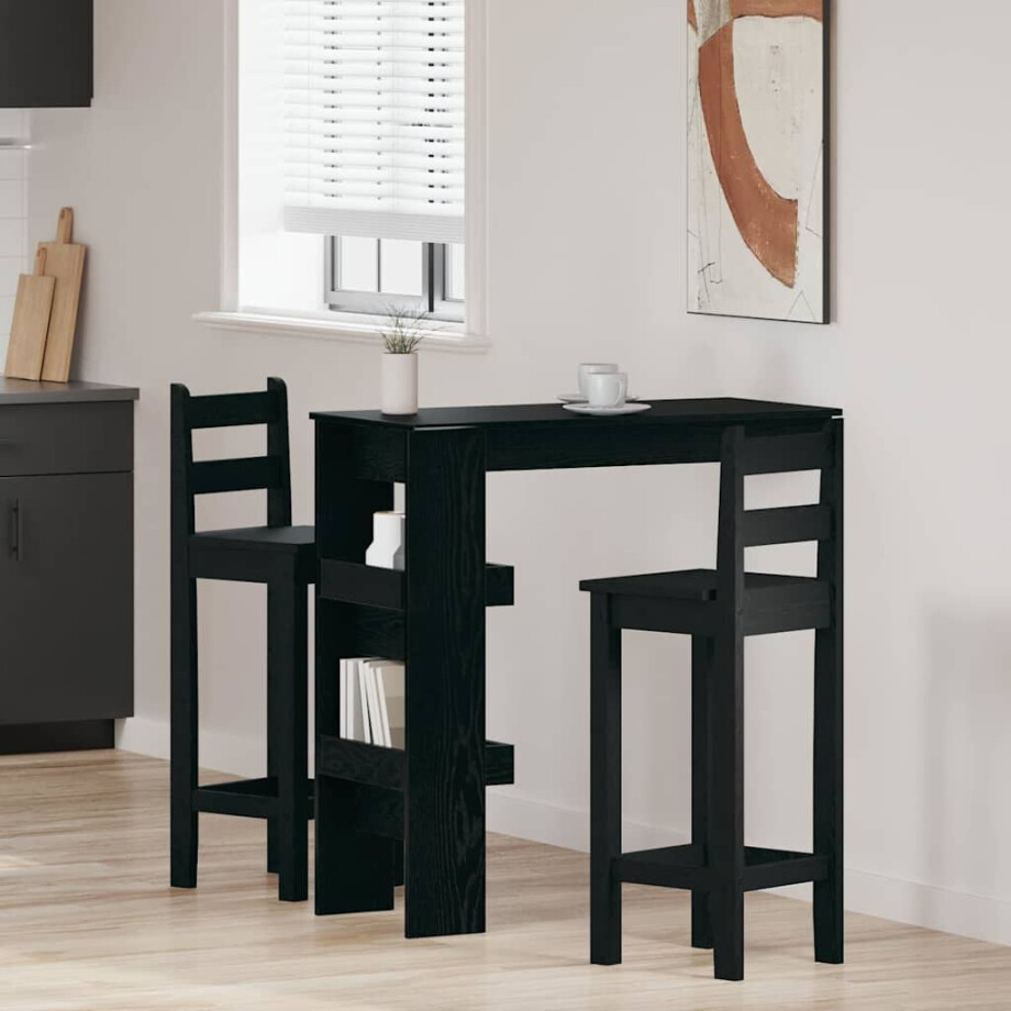 vidaXL Wandbar Tafel Zwart Eiken 102 x 45 x 103,5 cm Bewerkt hout vidaXL Wandbar Tafel Zwart Eiken 102 x 45 x 103,5 cm Bewerkt hout afbeelding 1