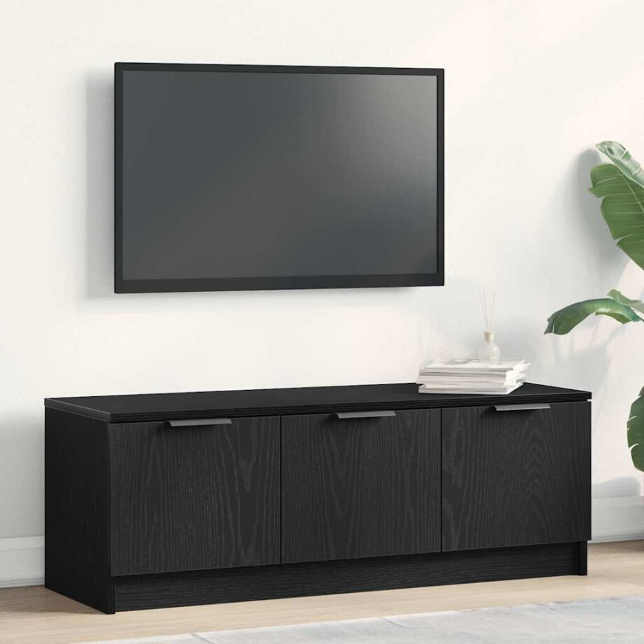 vidaXL TV-kast Zwart Eiken 102 x 35 x 36,5 cm Bewerkt hout afbeelding 1