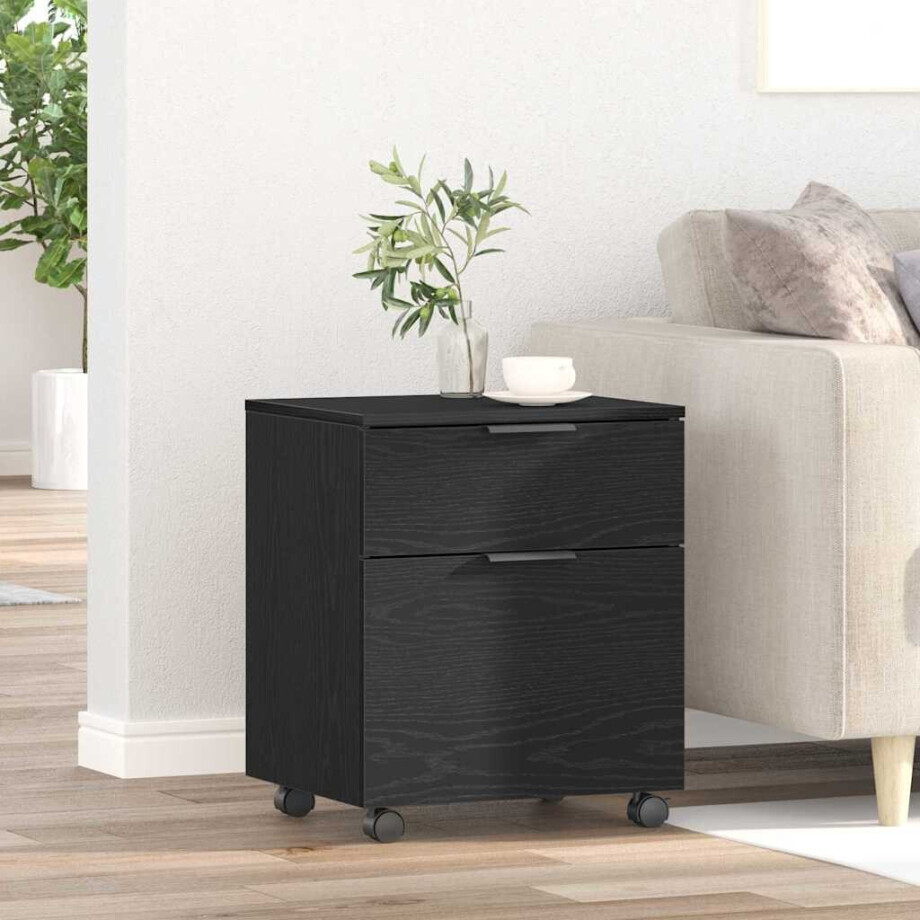 vidaXL Bestandenkast met lade Zwart Eiken 45 x 38 x 54 cm Bewerkt hout afbeelding 1