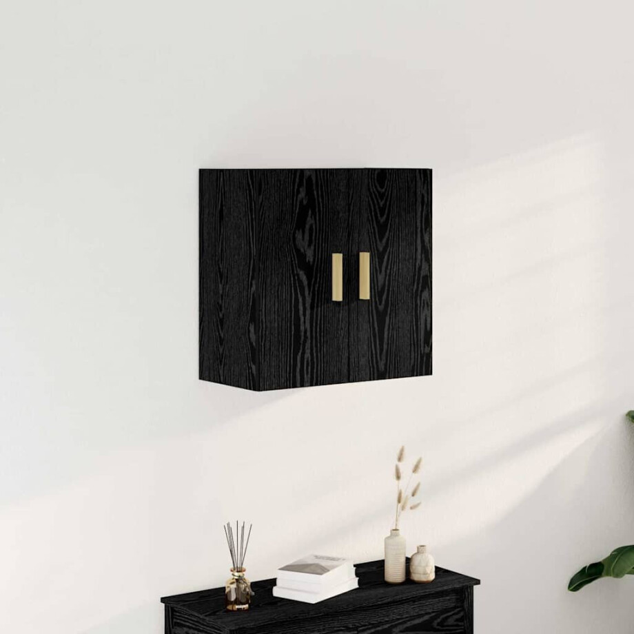vidaXL Wandkast Zwart Eiken 60 x 30 x 60 cm Bewerkt hout afbeelding 1