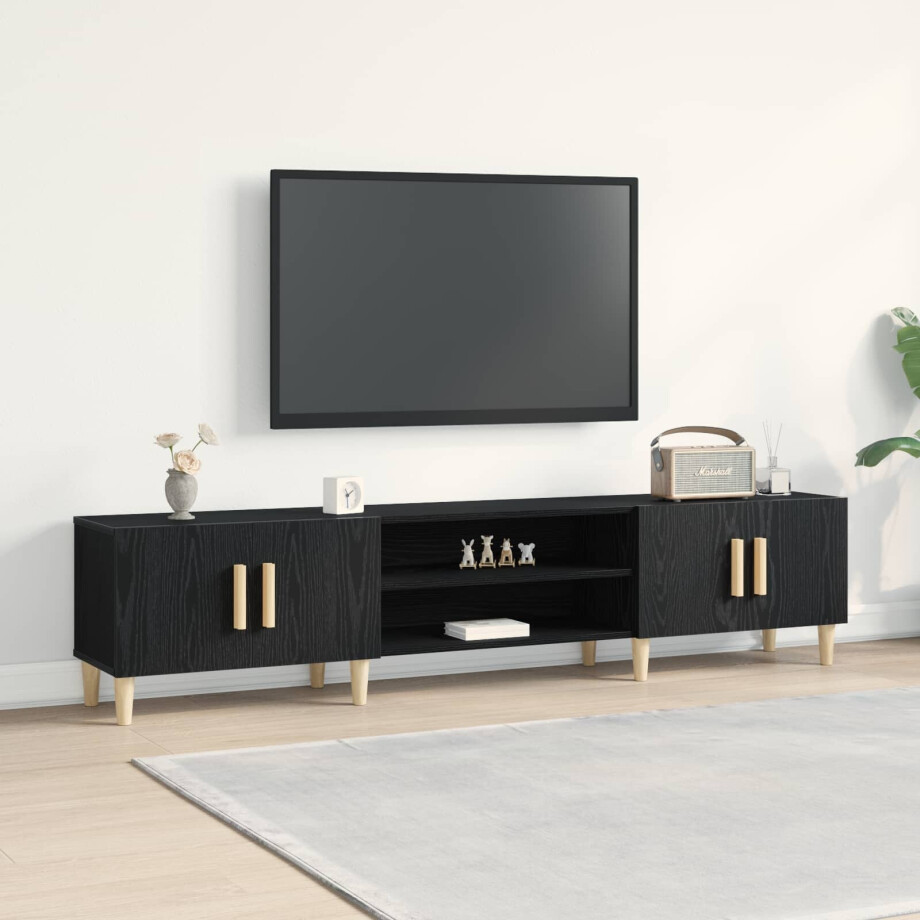 vidaXL TV-kast Zwart Eiken 180 x 31,5 x 40 cm Bewerkt hout afbeelding 1