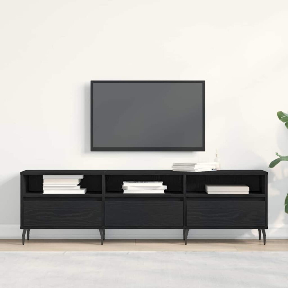 vidaXL TV-kast Zwart Eiken 150 x 30 x 44,5 cm Bewerkt hout afbeelding 1