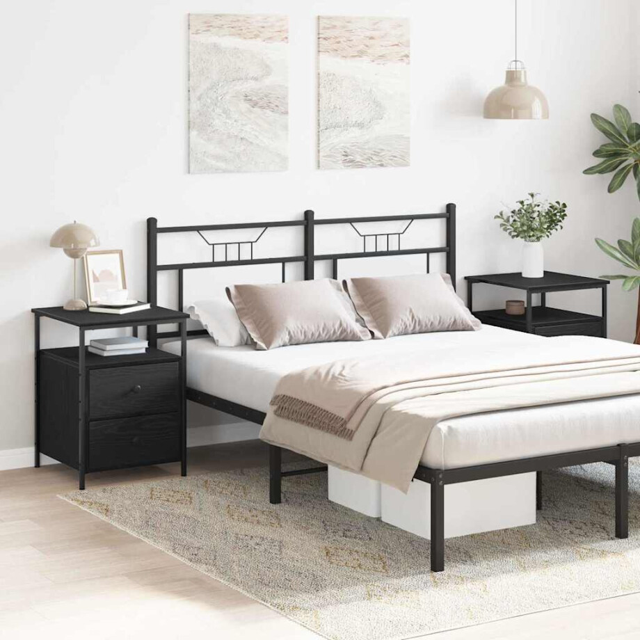 vidaXL Nachtkastje 2 pcs Zwart Eiken 34 x 35,5 x 50 cm Bewerkt hout vidaXL Nachtkastje 2 pcs Zwart Eiken 34 x 35,5 x 50 cm Bewerkt hout afbeelding 1