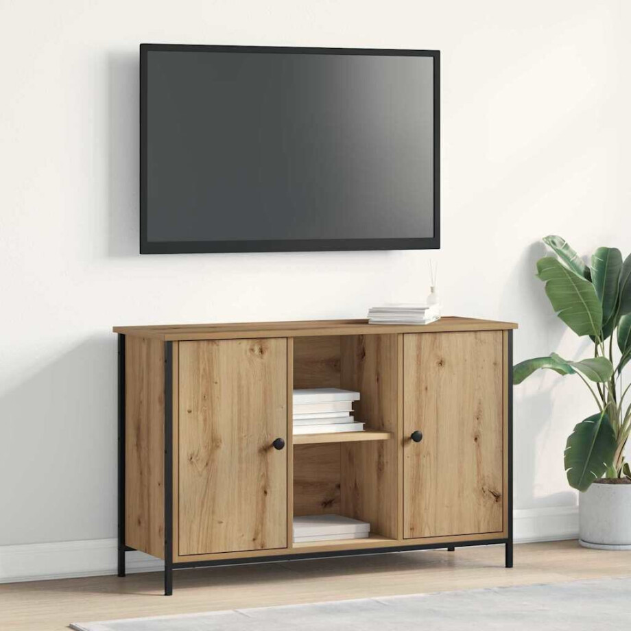 vidaXL Tv-meubelset Artisan Eiken 101 x 35 x 65 cm Bewerkt hout vidaXL Tv-meubelset Artisan Eiken 101 x 35 x 65 cm Bewerkt hout afbeelding 1