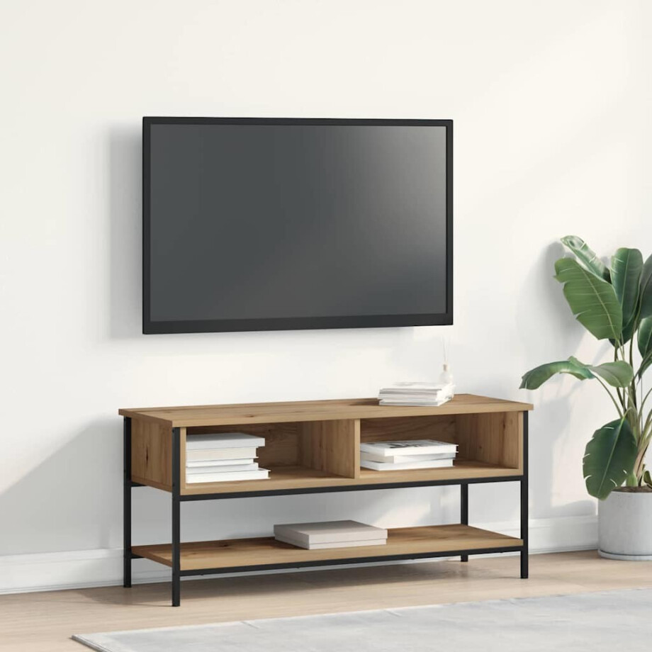 vidaXL Tv-meubelset Artisan Eiken 100 x 35 x 45 cm Bewerkt hout afbeelding 1