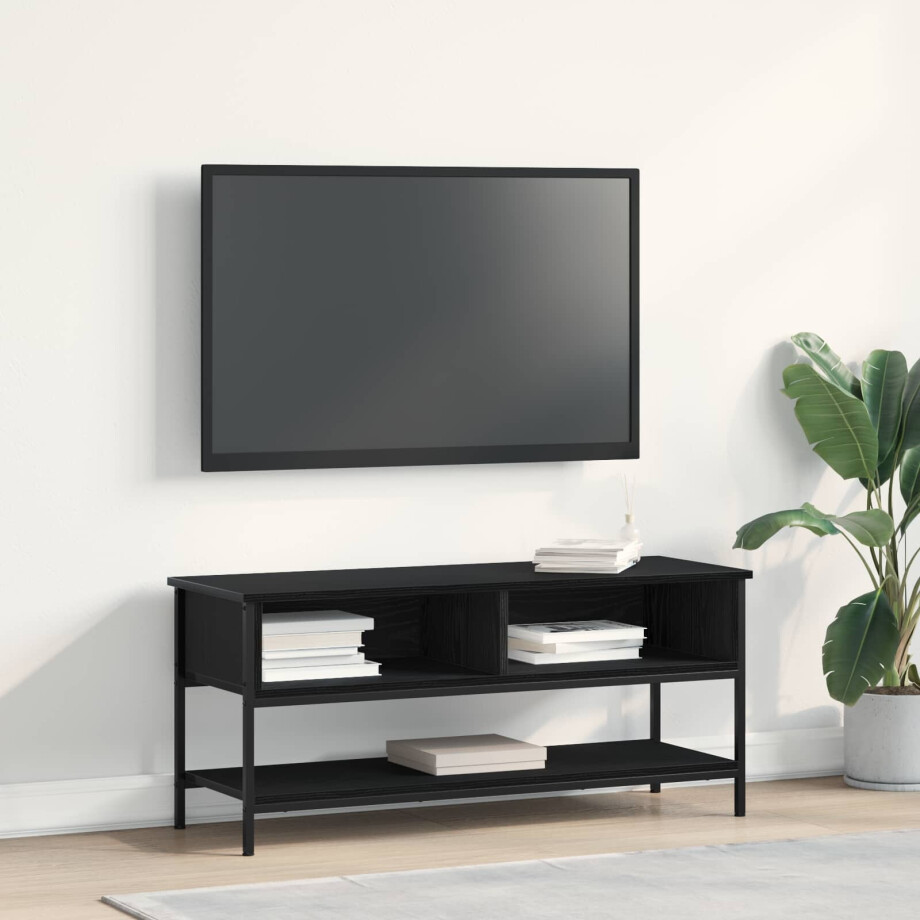 vidaXL Tv-meubelset Zwart Eiken 100 x 35 x 45 cm Bewerkt hout vidaXL Tv-meubelset Zwart Eiken 100 x 35 x 45 cm Bewerkt hout afbeelding 1