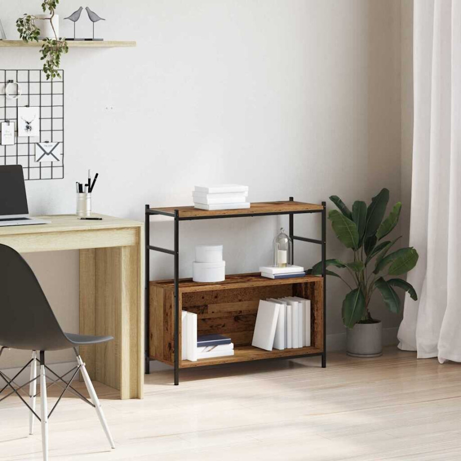 vidaXL Boekenkast Gerookt eiken 80 x 30 x 78,5 cm Bewerkt hout afbeelding 1