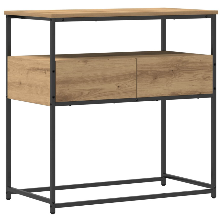 vidaXL Wandtafel met lade Artisan Eiken 75 x 40 x 75 cm Bewerkt hout afbeelding 1