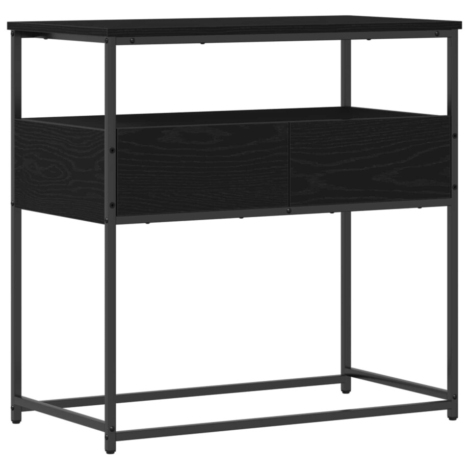vidaXL Wandtafel met lade Zwart Eiken 75 x 40 x 75 cm Bewerkt hout afbeelding 1