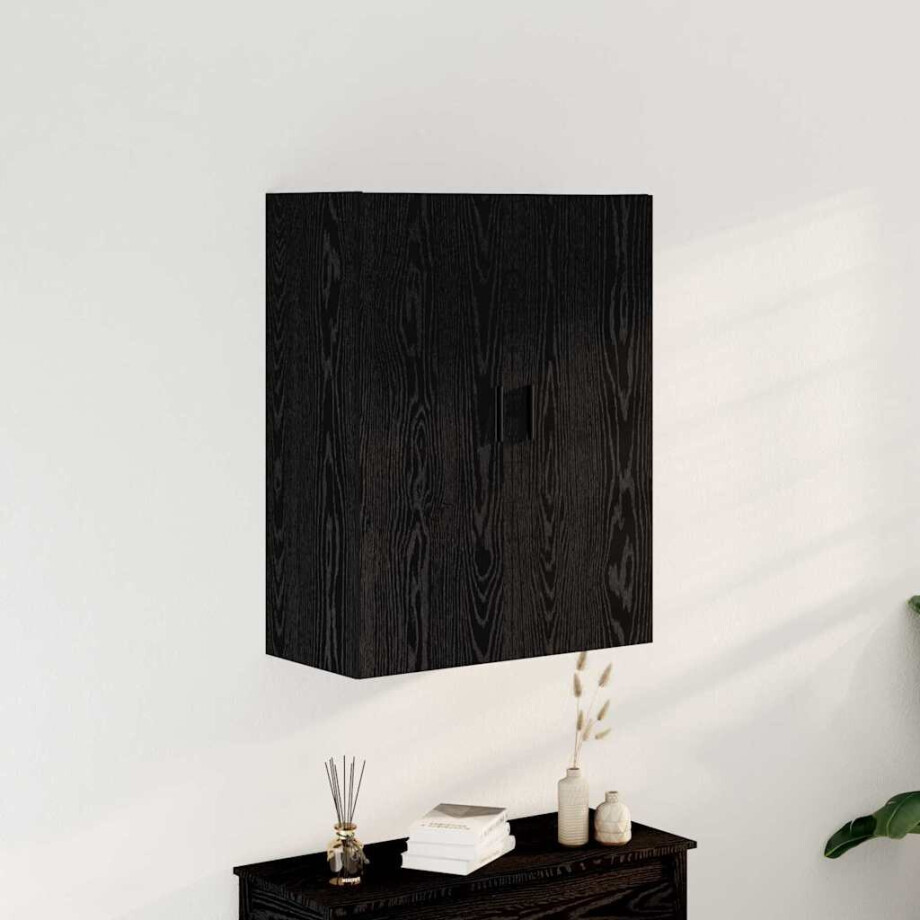 vidaXL Wandkast Zwart Eiken 69,5 x 34 x 90 cm Bewerkt hout vidaXL Wandkast Zwart Eiken 69,5 x 34 x 90 cm Bewerkt hout afbeelding 1