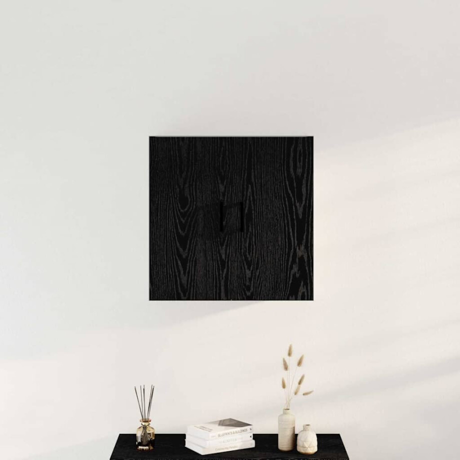 vidaXL Wandkast Zwart Eiken 60 x 31 x 60 cm Bewerkt hout vidaXL Wandkast Zwart Eiken 60 x 31 x 60 cm Bewerkt hout afbeelding 1