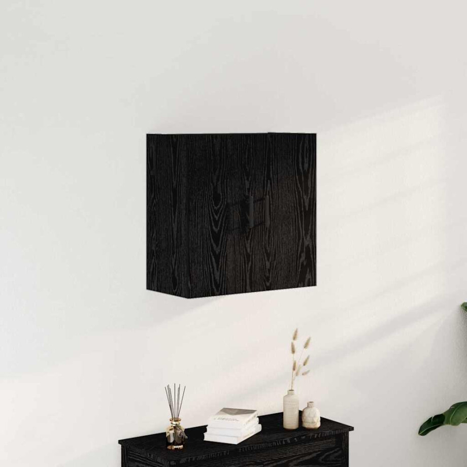 vidaXL Wandkast Zwart Eiken 60 x 31 x 60 cm Bewerkt hout vidaXL Wandkast Zwart Eiken 60 x 31 x 60 cm Bewerkt hout afbeelding 1