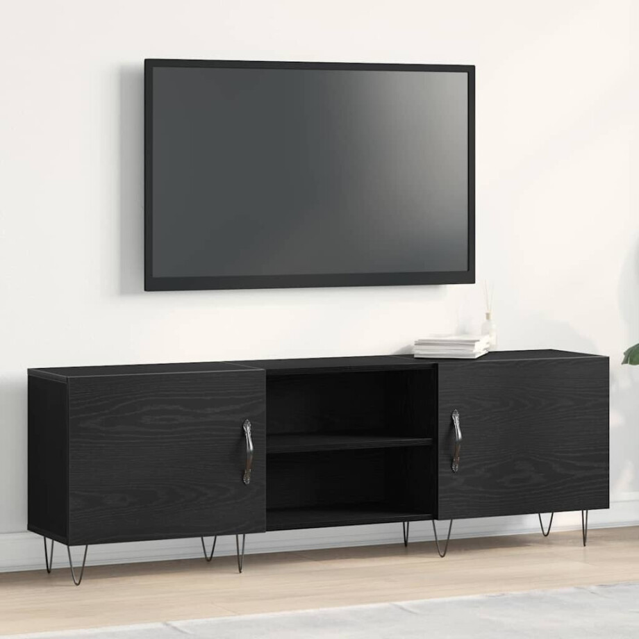 vidaXL Tv-meubelset Zwart Eiken 150 x 30 x 50 cm Bewerkt hout afbeelding 1