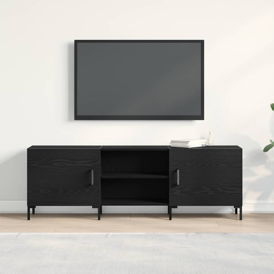vidaXL Tv-meubelset Zwart Eiken 150 x 30 x 50 cm Bewerkt hout afbeelding 1