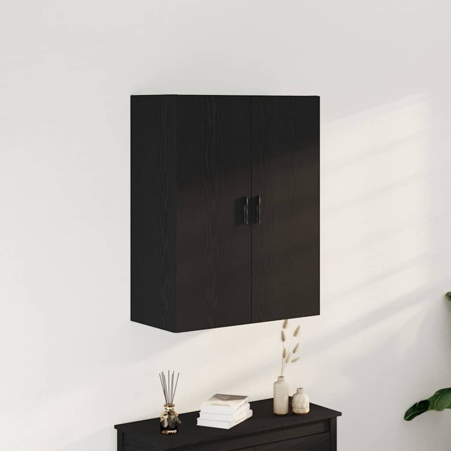 vidaXL Wandkast Zwart Eiken 69,5 x 34 x 180 cm Bewerkt hout vidaXL Wandkast Zwart Eiken 69,5 x 34 x 180 cm Bewerkt hout afbeelding 1