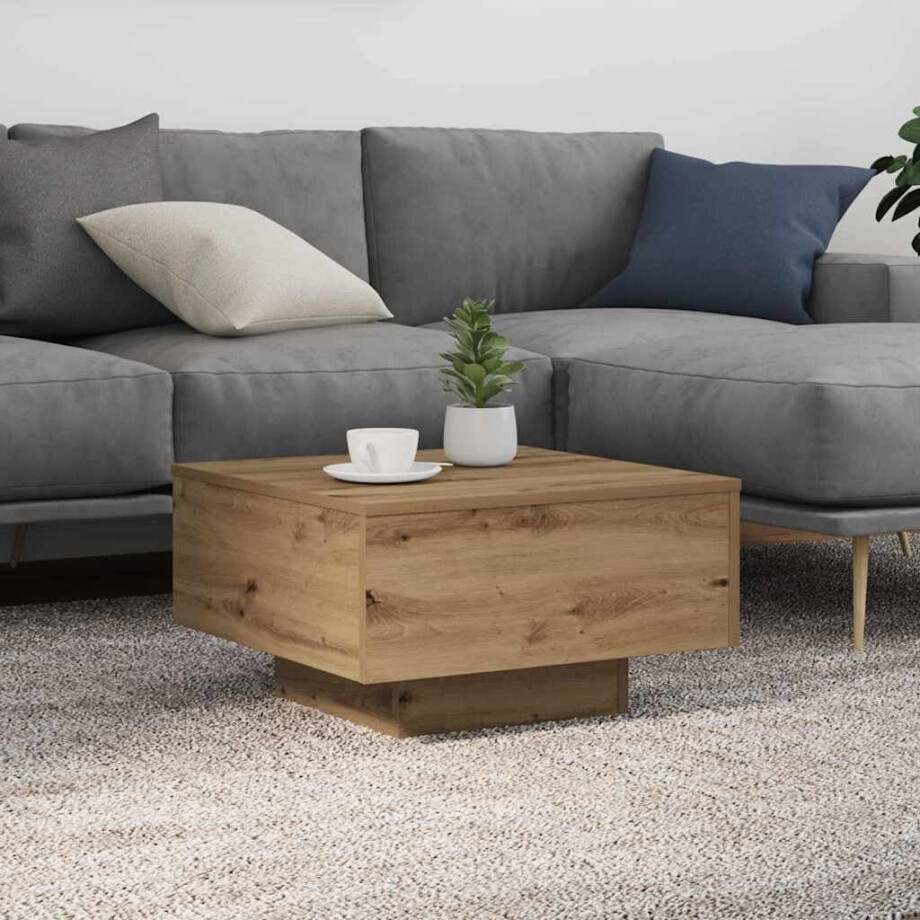 vidaXL Salontafel Artisan Eiken 55 x 55 x 31 cm Bewerkt hout vidaXL Salontafel Artisan Eiken 55 x 55 x 31 cm Bewerkt hout afbeelding 1