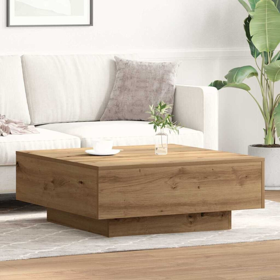 vidaXL Salontafel Artisan Eiken 80 x 80 x 31 cm afbeelding 1