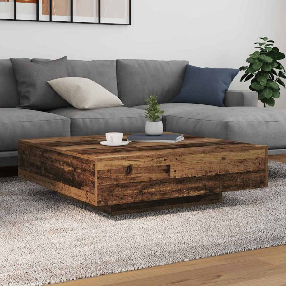 vidaXL Salontafel Oudhout 100 x 100 x 31 cm Bewerkt hout afbeelding 1