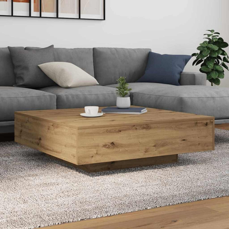 vidaXL Salontafel Artisan Eiken 100 x 100 x 31 cm Bewerkt hout vidaXL Salontafel Artisan Eiken 100 x 100 x 31 cm Bewerkt hout afbeelding 1