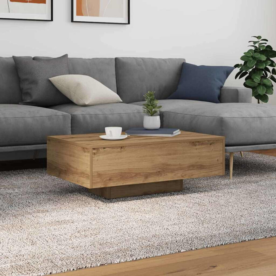 vidaXL Salontafel Artisan Eiken 85 x 55 x 31 cm Bewerkt hout afbeelding 1