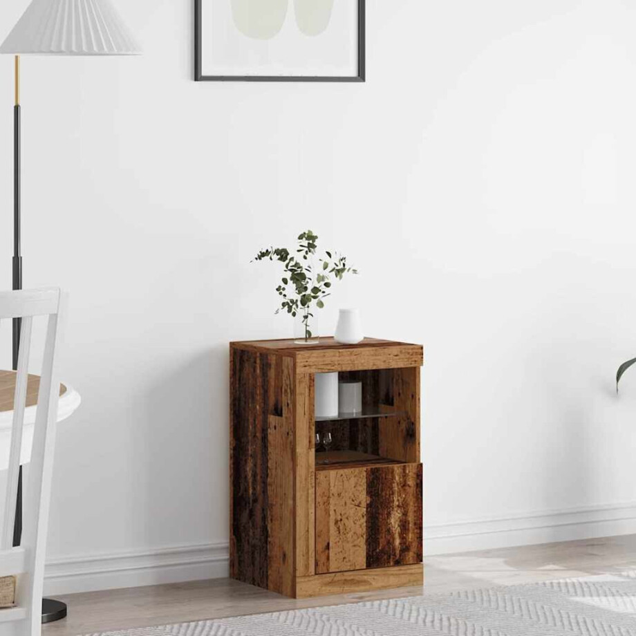 vidaXL LED Sideboard Oudhout 41 x 37 x 67 cm Bewerkt hout afbeelding 1