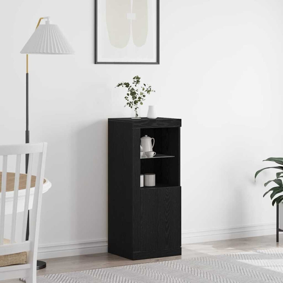 vidaXL LED Sideboard Zwart 41 x 37 x 100 cm Bewerkt hout afbeelding 1