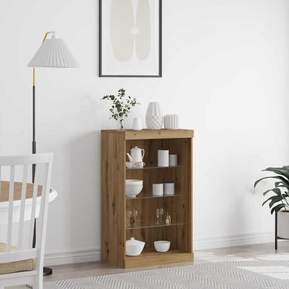 vidaXL LED Sideboard Artisan Eiken 60,5 x 37 x 100 cm Bewerkt hout vidaXL LED Sideboard Artisan Eiken 60,5 x 37 x 100 cm Bewerkt hout afbeelding 1