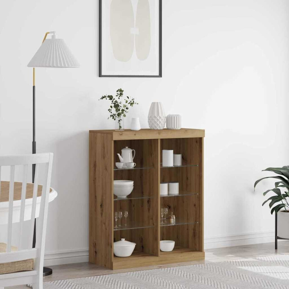 vidaXL LED Sideboard Artisan Eiken 41 x 37 x 100 cm Bewerkt hout afbeelding 1