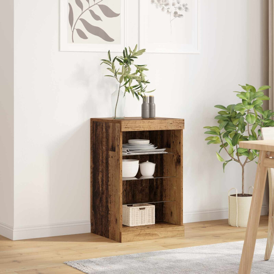 vidaXL LED Sideboard Oudhout 41 x 37 x 67 cm Bewerkt hout afbeelding 1