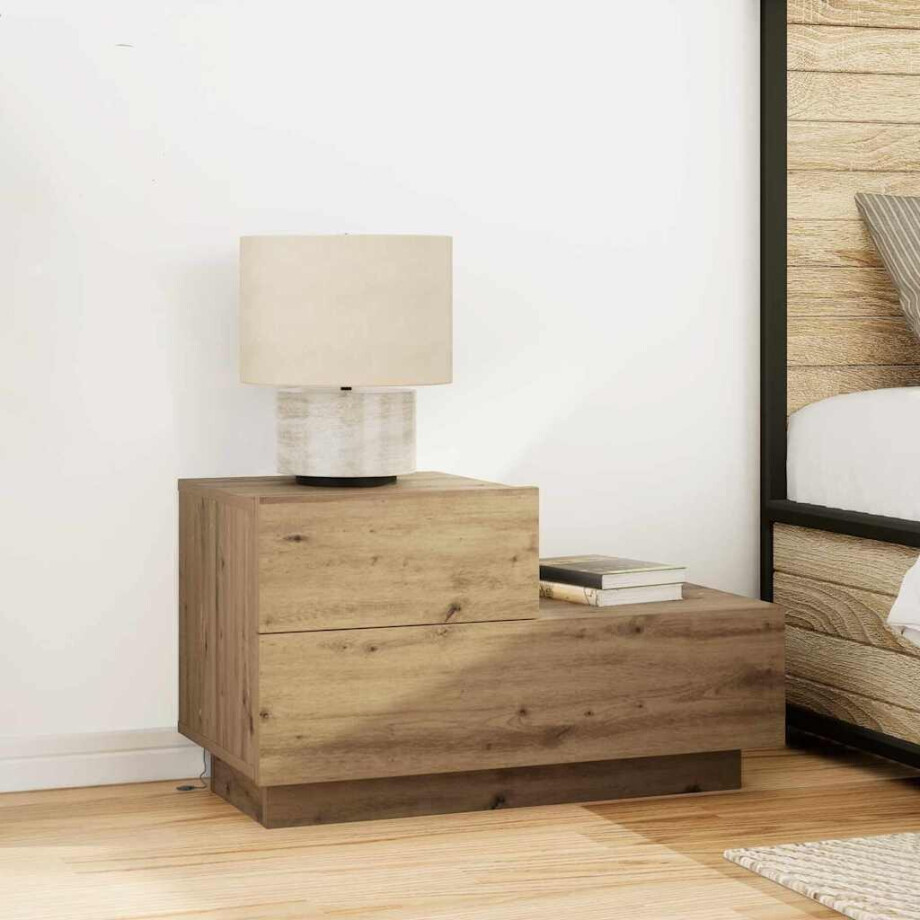 vidaXL Nachtkastje Artisan Eiken 70 x 36 x 40,5 cm Bewerkt hout afbeelding 1