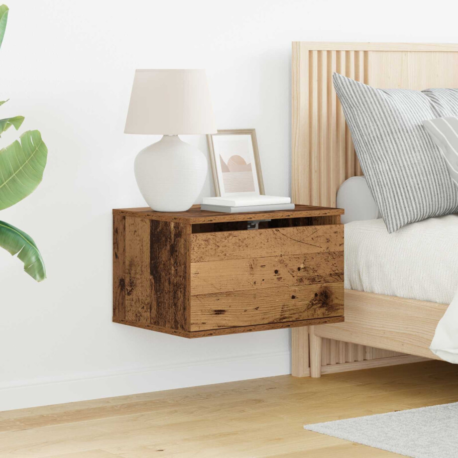 vidaXL Wandkastje met lade Oudhout 50 x 36 x 30 cm Bewerkt hout vidaXL Wandkastje met lade Oudhout 50 x 36 x 30 cm Bewerkt hout afbeelding 1