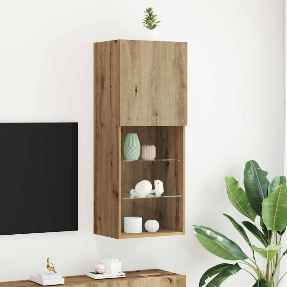 vidaXL Tv-meubelset Artisan Eiken 40,5 x 30 x 102 cm Bewerkt hout vidaXL Tv-meubelset Artisan Eiken 40,5 x 30 x 102 cm Bewerkt hout afbeelding 1