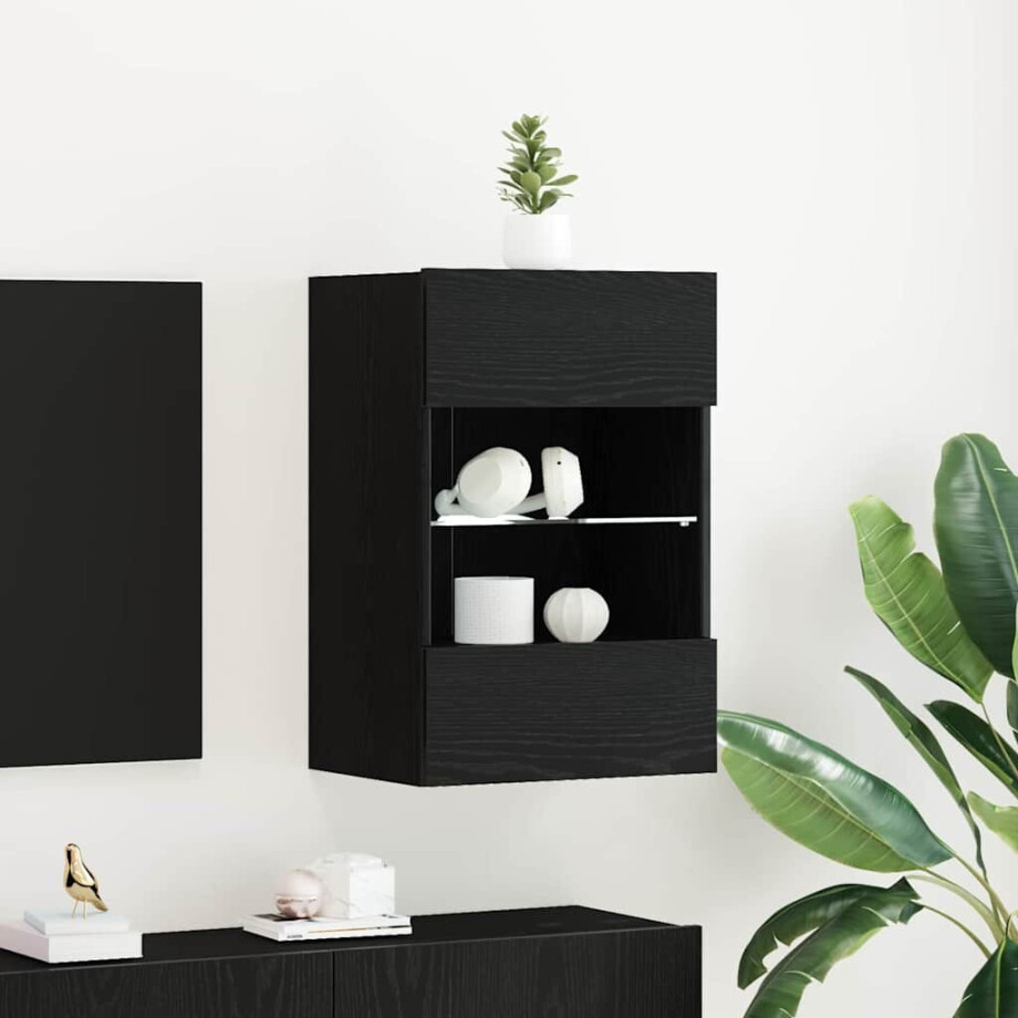 vidaXL Tv-meubelset Zwart 40 x 30 x 60,5 cm Bewerkt hout afbeelding 1