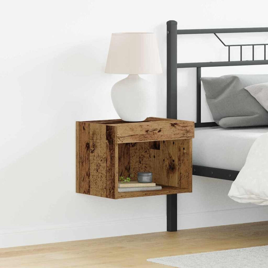 vidaXL Tv-meubelset met LED Oudhout 40 x 30 x 30 cm Bewerkt hout afbeelding 1