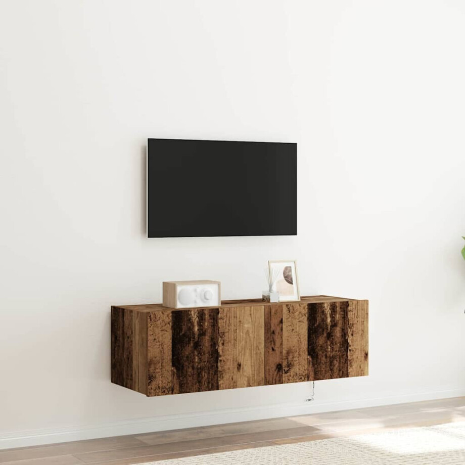 vidaXL TV Wandkast met LED 2 pcs Oudhout 100 x 35 x 31 cm Bewerkt hout vidaXL TV Wandkast met LED 2 pcs Oudhout 100 x 35 x 31 cm Bewerkt hout afbeelding 1