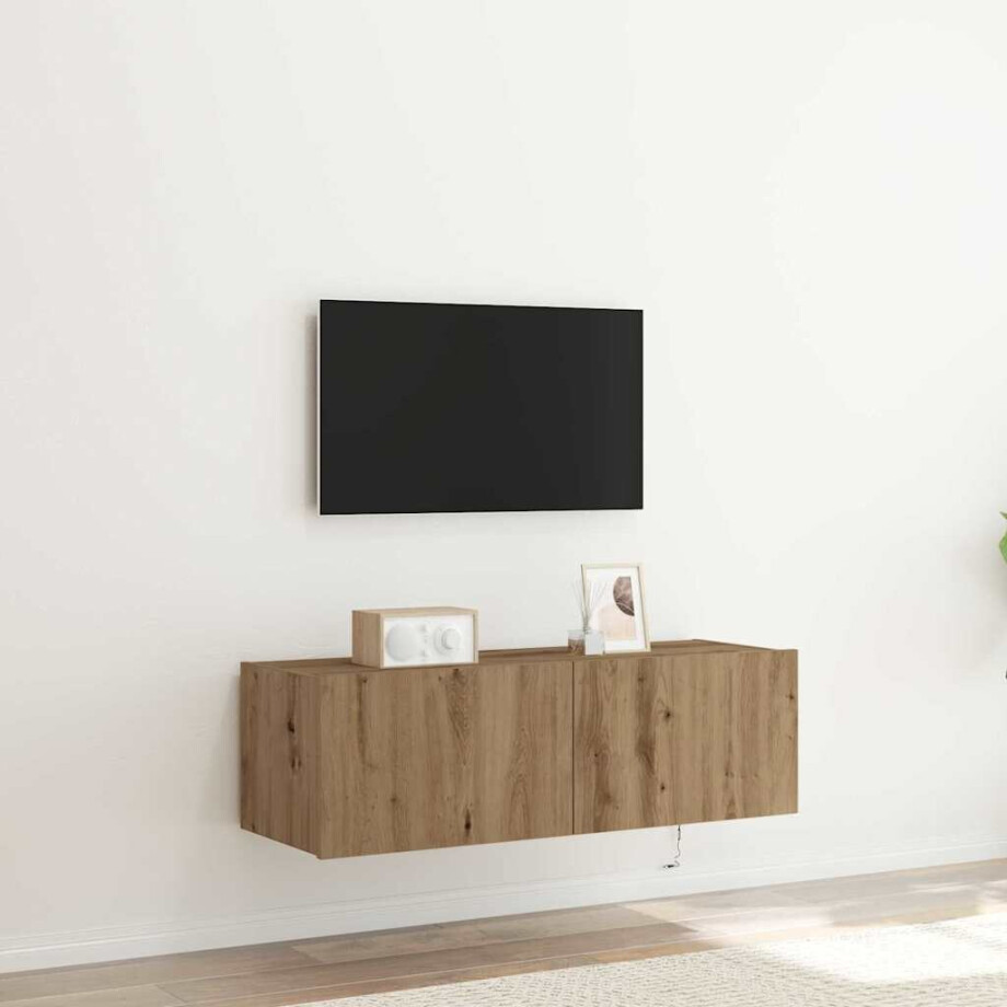 vidaXL TV Wandkast met LED Artisan Eiken 100 x 35 x 31 cm Bewerkt hout vidaXL TV Wandkast met LED Artisan Eiken 100 x 35 x 31 cm Bewerkt hout afbeelding 1