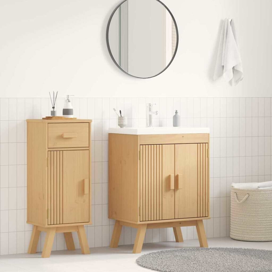 vidaXL Basis Kast Olden Bruin 60 x 40 x 80 cm Massief grenenhout afbeelding 1